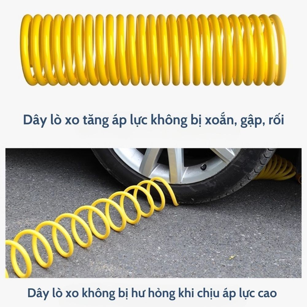 Vòi Xịt Tăng Áp Tưới Cây, Rửa Xe Gia Đình, Dọn Dẹp Rửa Sân 3 Chế Độ Xịt Kèm Dây Lò Xo Chống Gập