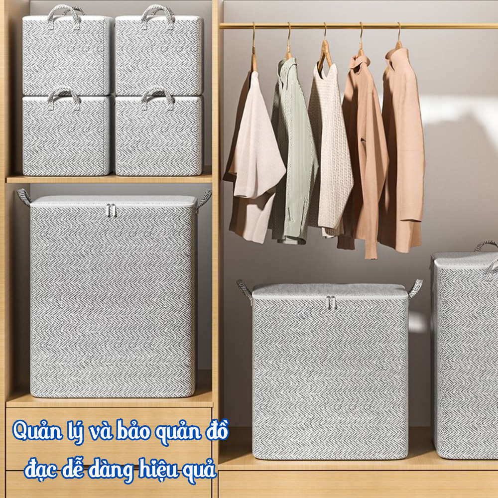 Túi Đựng Quần Áo Chăn Màn Cỡ Lớn DinoHome, Túi Vải Gấp Gọn Có Quai Xách, Tiện Lợi Khi Chuyển Nhà