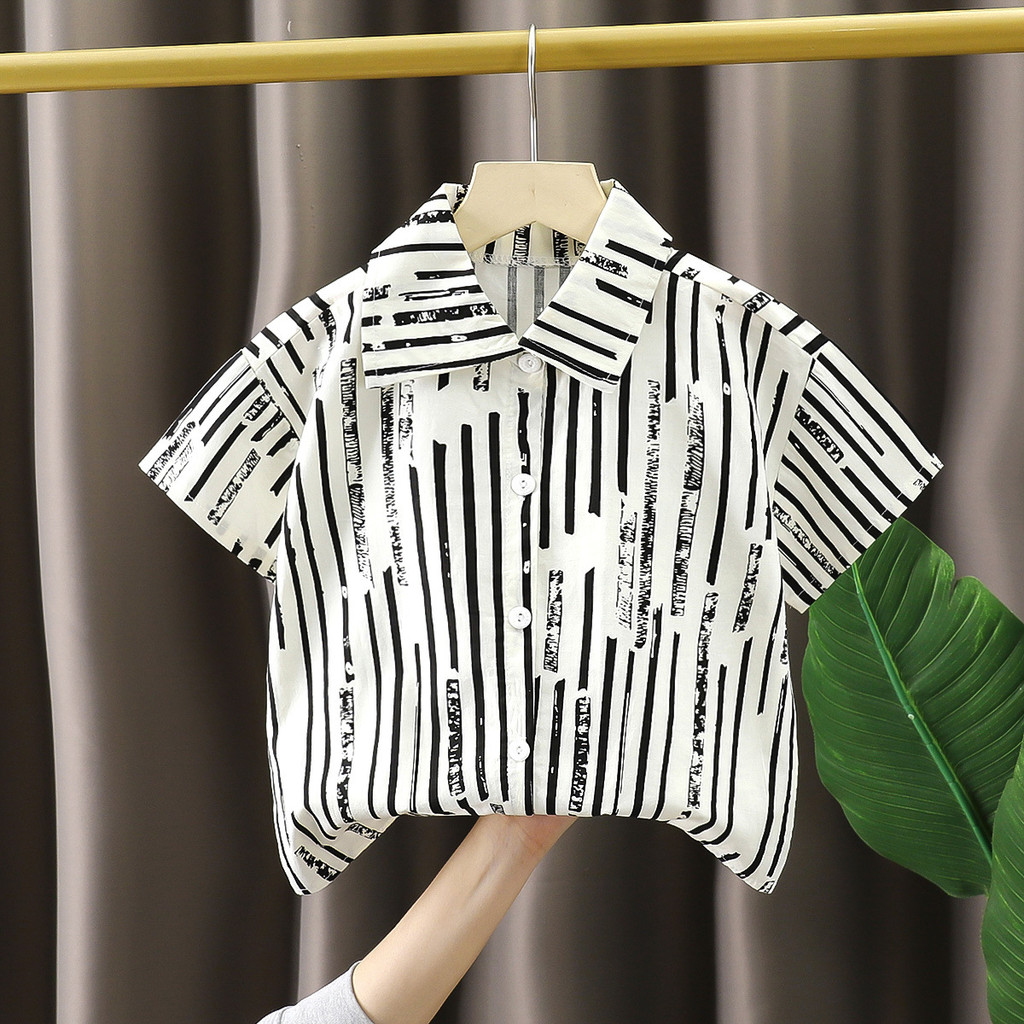 ​Trẻ Em Nguyên Chất Áo Sơ Mi Cotton Ngắn Tay Mùa Hè Mỏng Phong Cách Bé Trai Bé Gái Áo Cardigan Thoáng Khí POLO Top 8O-160​Mã SHTD