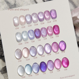 Baoshiman Gel móng tay hình mắt mèo màu tím, hạt thủy tinh, keo trị liệu bằng ánh sáng cho nghệ thuật làm móng cho tiệm làm móng