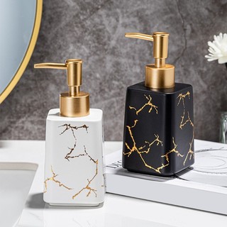Comereally Ceramic Refillable Soap Dispenser Chai dầu gội du lịch họa tiết đá cẩm thạch