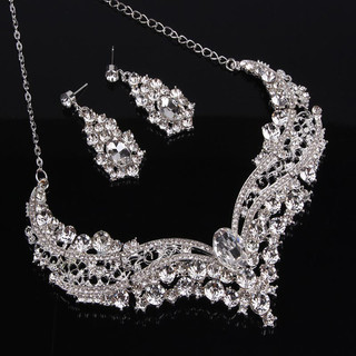 Phụ Nữ Đá Vòng Cổ Bông Tai Bộ Không Gây Dị Ứng Dazzling Phụ Kiệu Phù Dâu Cưới Hóa Trang