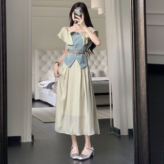 Bộ Phong Cách Trà Phong Cách Hàn Quốc Trang Phục Mùa Hè Trọn Bộ Váy Hai Dây Thời Trang Cao Cấp