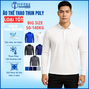 Áo POLO dài tay nam BIG SIZE vải thun lạnh dày thể thao hàng may chuẩn đẹp vân dập chìm LOẠI TỐT VNO162