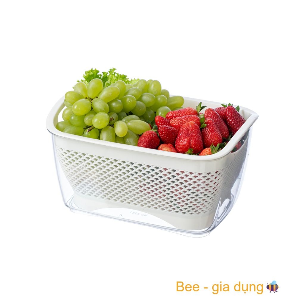 Bộ chậu rổ chữ nhật hokori, Bộ chậu kèm rổ trong suốt chính hãng VIỆT NHẬT (mã 2381)