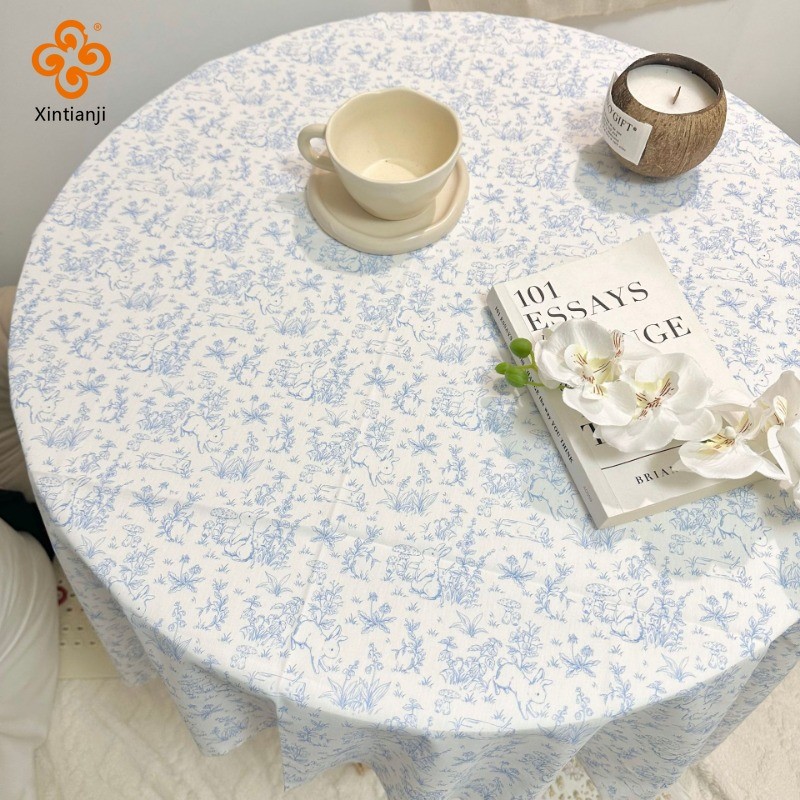 Vải cotton in hình thỏ và hoa cho DIY quần áo, chăn ga, rèm, khăn trải bàn TJ21937