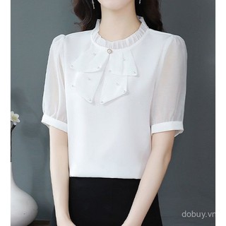 Mùa hè mới dành cho nữ áo voan dáng rộng tay ngắn màu trơn độc đáo và sành điệu