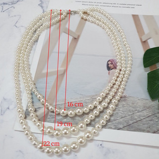 Vòng Cổ Hạt Tròn 3 Vòng Phối Hạt 6-8-10-12-14 Mix Ngắn Đeo Mặc Áo Dài