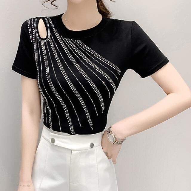 Mùa hè 2025 Áo thun ngắn tay giảm béo thời trang và thường ngày mới dành cho nữ