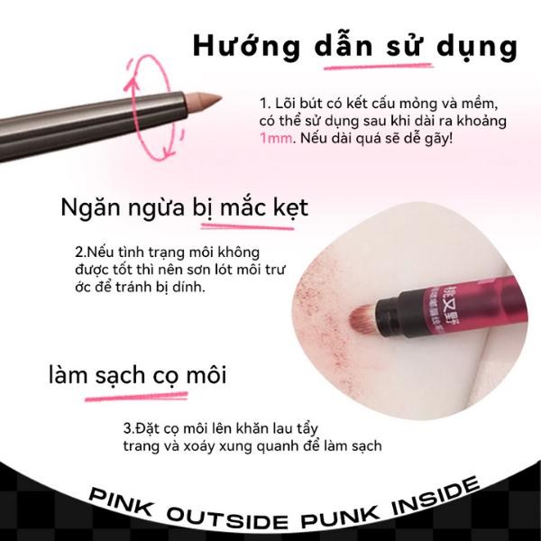 Chì Kẻ Viền Môi 2 Đầu PINKPUNK Lip Liner 3in1 Bút Kẻ Bọng Mắt Dễ Vẽ Lâu Trôi
