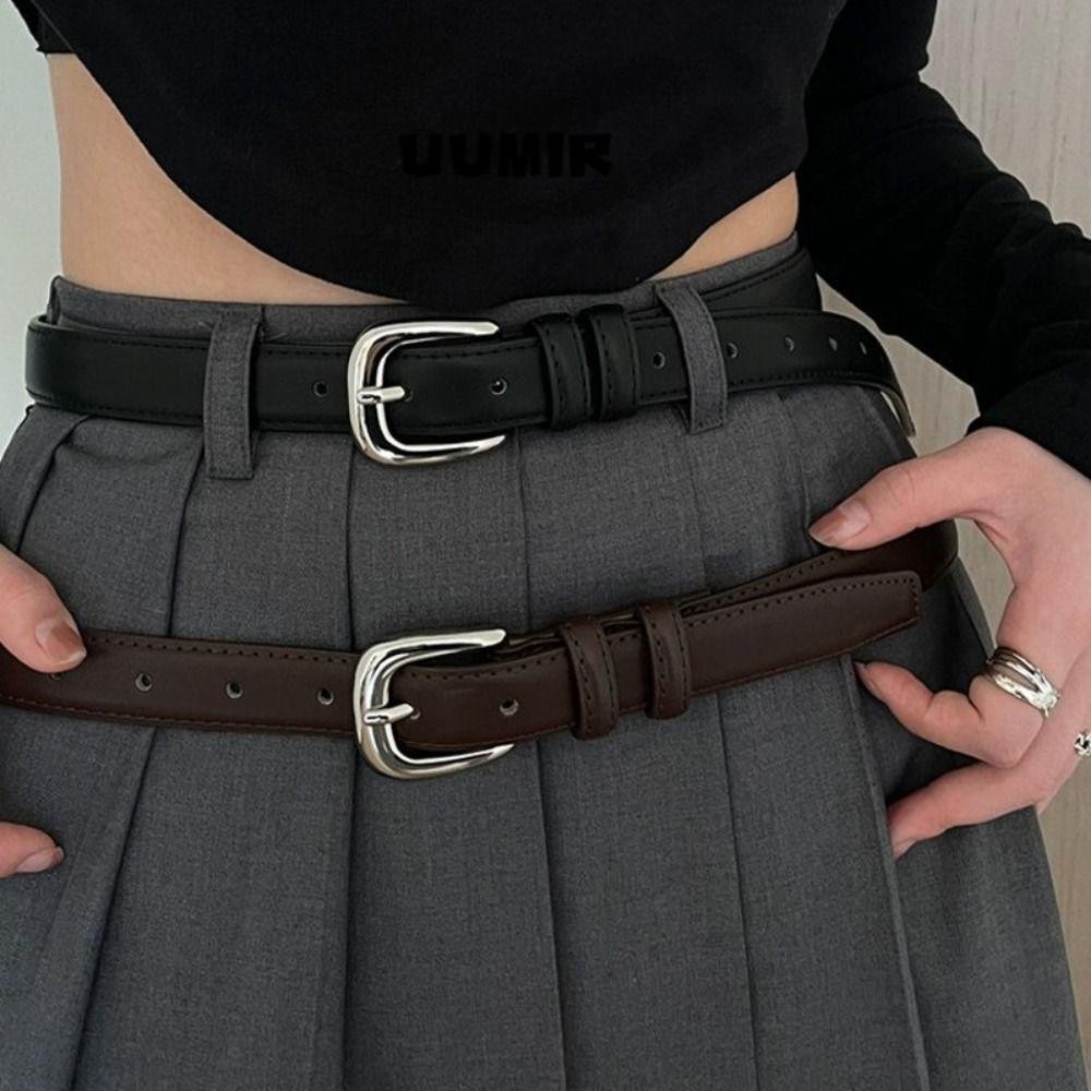 Thắt lưng da PU UUMIR, Thắt lưng mỏng khóa chốt thời trang đa năng, Thắt lưng nữ