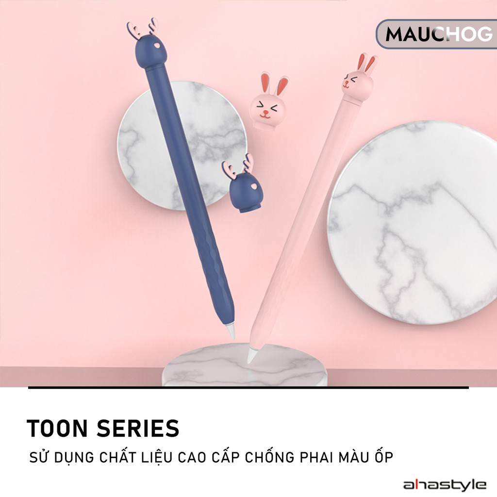 Vỏ Bao Ốp Silicon Case Ahastyle Hình Thú Dễ Thương Chống Trơn Trượt Cho Bút Cảm Ứng Apple Pencil 2 1