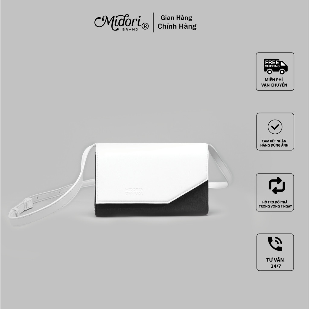 Túi đeo chéo thời trang nam nữ vải canvas phối da PU cao cấp ALINA | Midori For Man