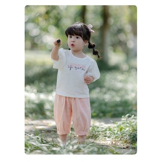 Quần cotton bé gái mùa hè chống muỗi, ống rộng thoải mái, kiểu đèn lồng chín điểm