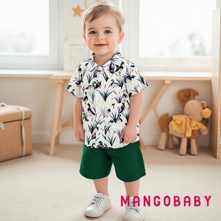 MG-Toddler Bé Trai Trang Phục Mùa Hè Vịt / Tôm Hùm In Áo Sơ Mi Tay Ngắn Nút Xuống Có Quần Short Chắc Chắn Bộ 2 Chiếc