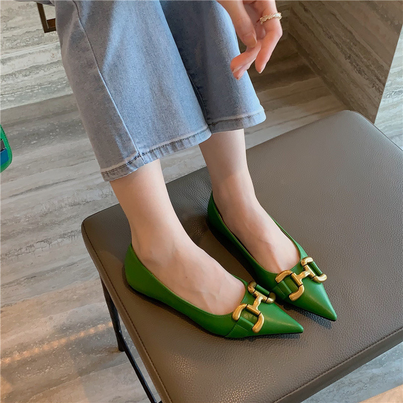 Giày Nữ Size Lớn (32-44) Size Nhỏ 32 33 34 Thời Trang Sang Trọng Tất Cả Trận Đấu Mũi Nhọn Giày Đế Mềm Gót Đế Bằng Miệng Nông Size Lớn 41 Giày Nữ JUNE10