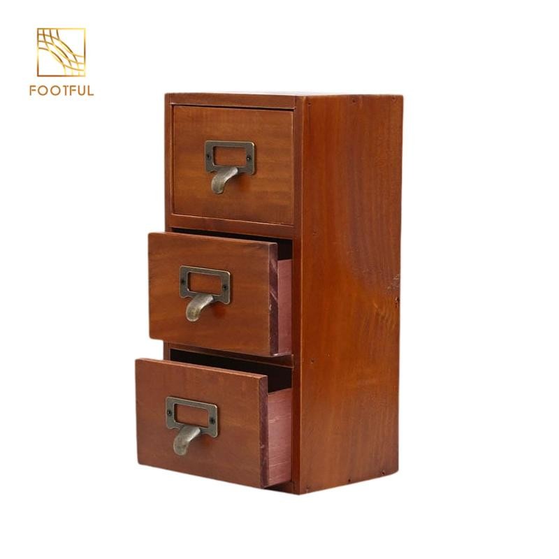 Mini Để Bàn Ngăn Kéo Thiết Kế Cổ Điển Hộp Đựng Bàn Mộc Mạc Sắp Xếp Tủ Gỗ Cho Tạp Hóa Đồ Vệ Sinh Văn Phòng Vanity Thủ Công