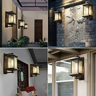 AIMI Đèn Tường Năng Lượng Mặt Trời Ngoài Trời IP65 Nhôm Chống Nước Đèn Tường Thủy Tinh LED Thích Hợp Cho Sân Vườn Ngoại Thất Hành Lang Tường Aisle