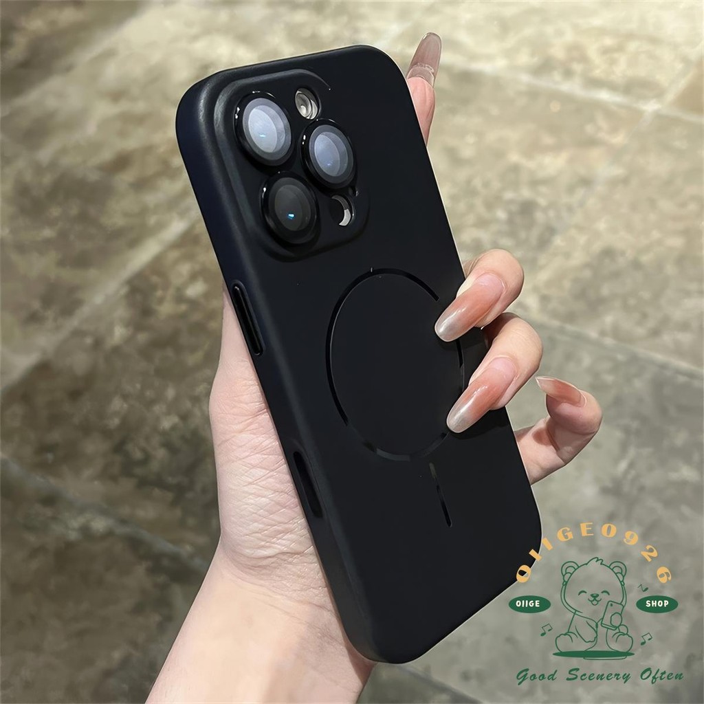 Ống Kính Kim Loại Lỏng Mờ Từ Tính Vỏ Điện Thoại iphone16 Pro Max 15 14 13 12 11 Vỏ Cho iPhone Vỏ Silicon Mềm TPU Chống Sốc