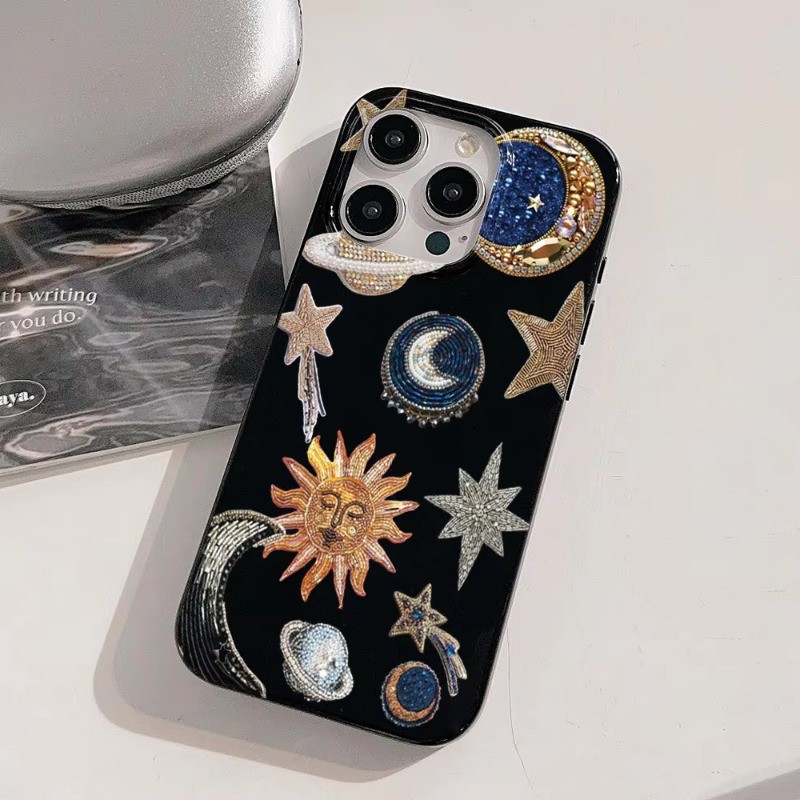 Vỏ Tương Thích Cho iPhone 11 16 15 Pro Max 16e 14 11 12 13 15 Pro XR XS Max X 7 8 Plus SE2022 Sáng Tạo Retro Họa Tiết Ngôi Sao Mặt Trời Mềm TPU Chống Sốc