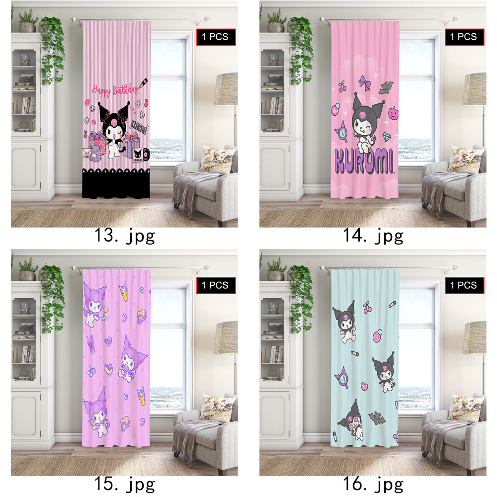 Rèm Sanrio Kuromi, Thích Hợp Cho Phòng Khách, Phòng Ngủ, Máy Có Thể Giặt Màn Polyester 1PC