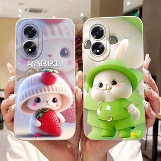 Ốp Lưng Cho Oppo A38 CPH2579 Ốp lưng Oppo A18 CPH2591 Ốp Lưng Thỏ Đáng Yêu Wofl Da Báo Hoạt Hình Ốp Lưng Silicon Lỏng