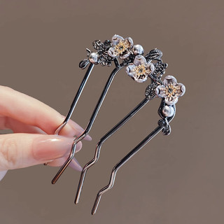 MAUROPOLI [Sẵn sàng] Tấm lược hoa sang trọng nhẹ nhẹ phong cách Trung Quốc mới Kẹp tóc hình chữ U Kẹp tóc cổ hợp thời trang quốc gia Kẹp tóc Mũ đội đầu Phụ kiện tóc
