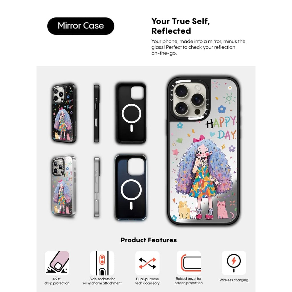 Ốp lưng CASECASE X Happy Day Ốp lưng iPhone hút từ tính Vỏ iPhone iPhone 16 15 14 13 12 Pro Max Plus Ốp lưng cứng có hộp khắc logo