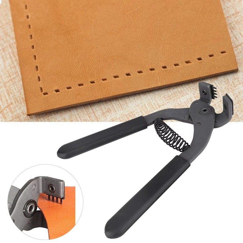 17cm HandHeld Thép Carbon Im Lặng Kìm Da Thủ Công Lỗ Punch Tool 4mm (4 Răng)
