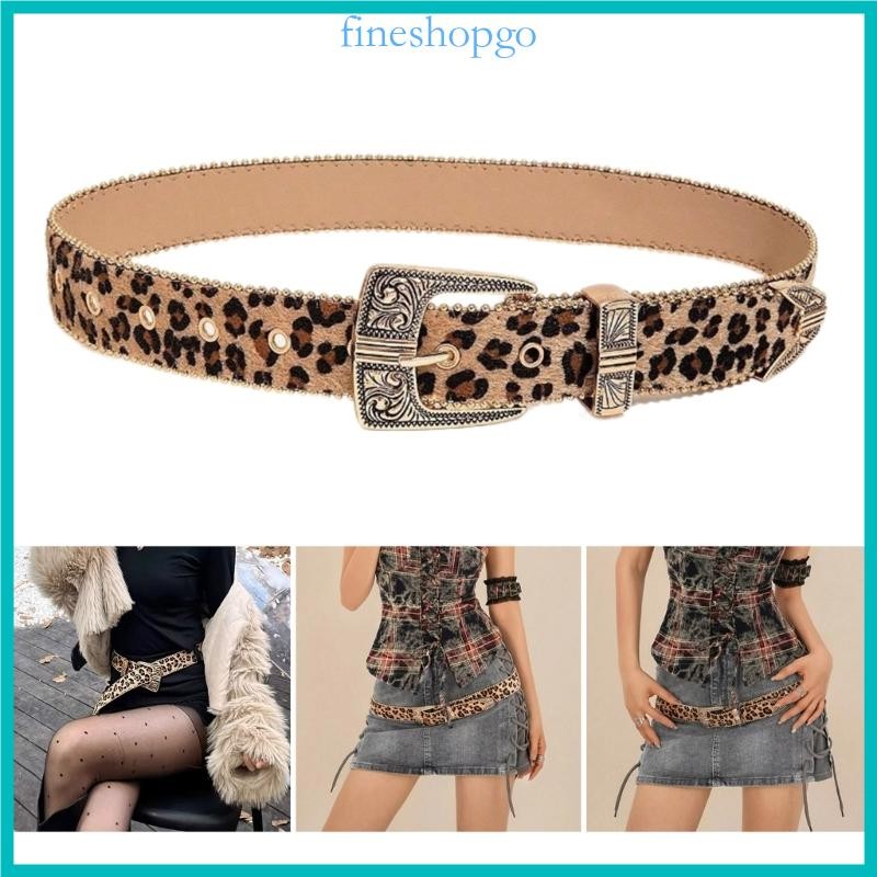 Women Waist Belt Leopard Pattern Belt for Jeans Pants 2000s Girl Belt Waist Decors