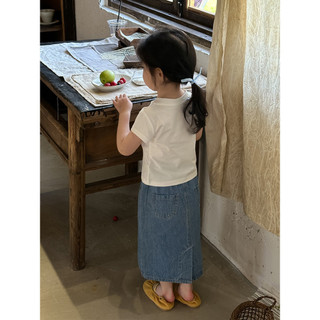 Áo thun ngắn tay mùa hè cho bé gái, phong cách Hàn Quốc, thêu nơ, thời trang, áo thường ngày
