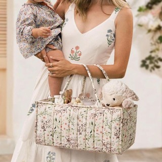 MEGOCE Tã Caddies, Túi đựng tã gấp in hoa cho bé, Dung tích lớn có tay cầm Túi đựng mẹ để du lịch Đồ thiết yếu cho bé