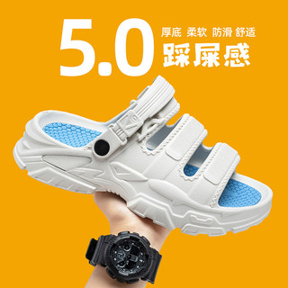 Giày Lỗ Nam Mùa Hè Ngoài Trời Mặc Shit-Steping Đế Mềm Lái Xe Giày Sandal Sử Dụng Kép Khử Mùi Chống @