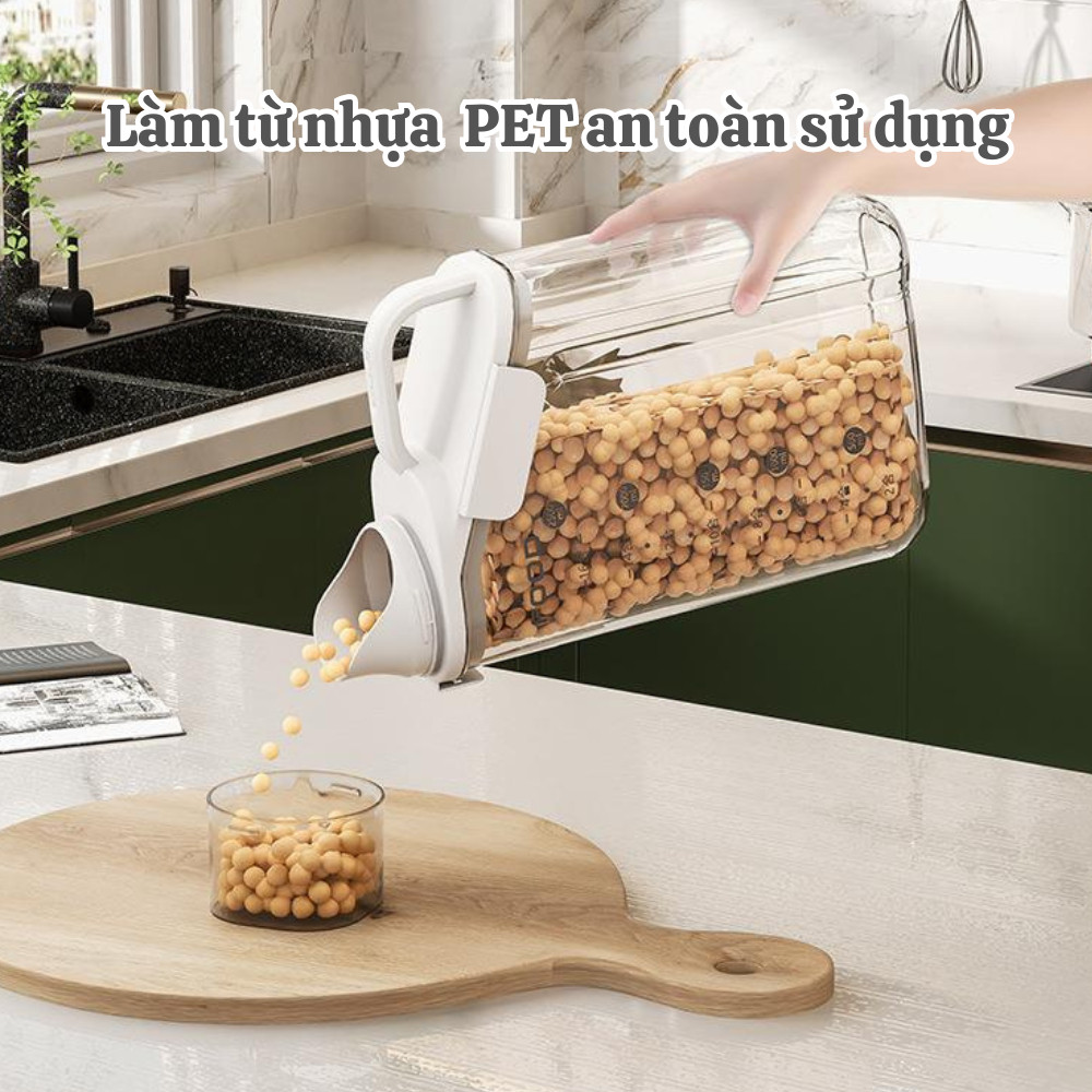 Hộp đựng bảo quản ngũ cốc các loại hạt có nắp kín chống ẩm, Bình đựng ngũ cốc kèm cốc đong tiện lợi DINOHOME