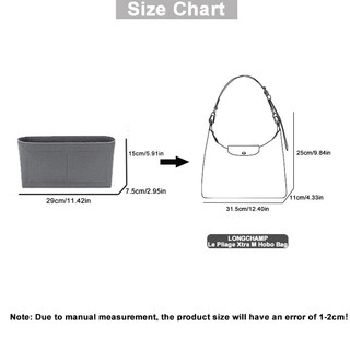 Bộ tổ chức túi phù hợp cho túi Longchamp Pliage Xtra M HOBO, lớp lót bên trong bằng nỉ, phụ kiện túi xách