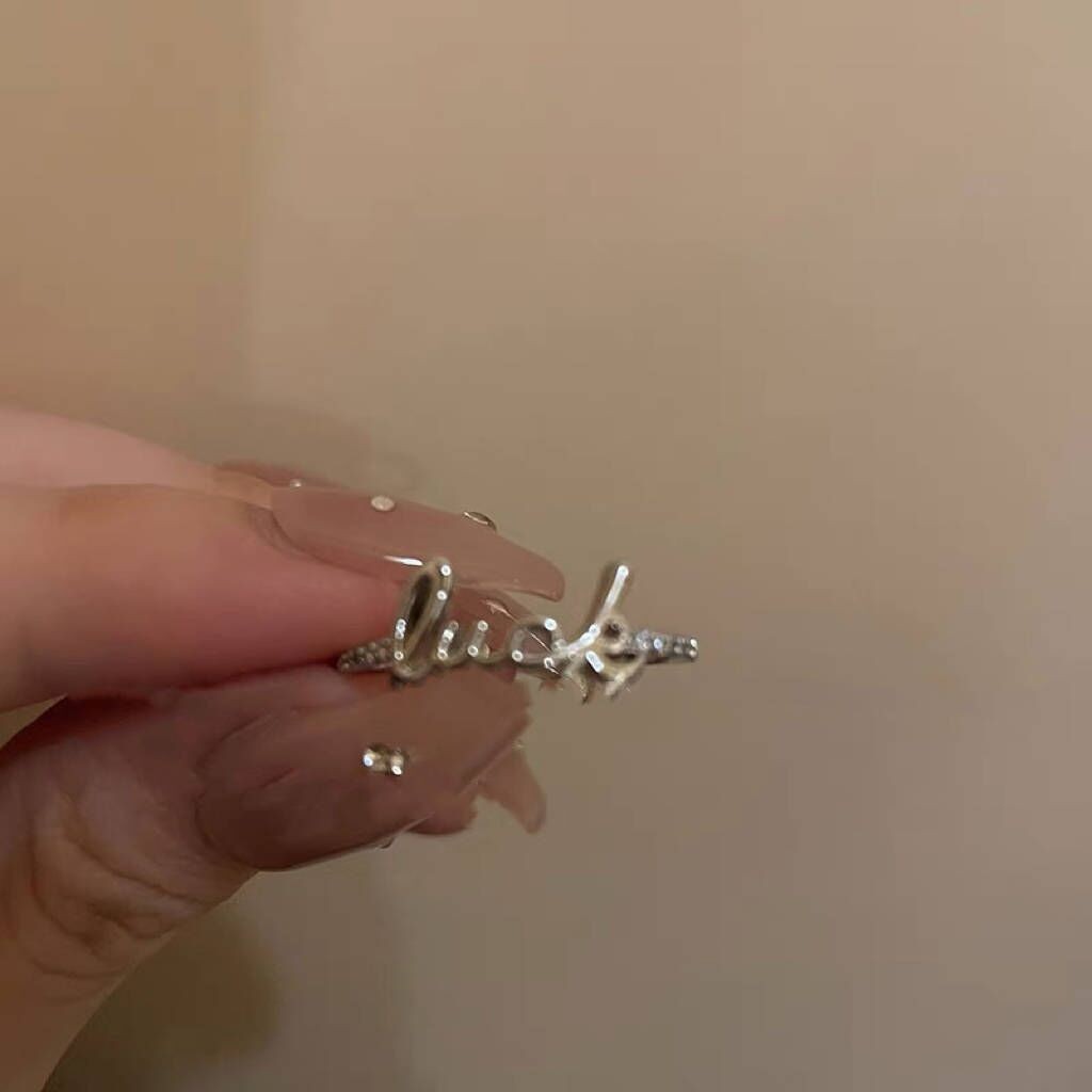 Nhẫn chữ Lucky~ Star cho phụ nữ, kiểu dáng đơn giản, đa năng, phong cách tối giản, nhẫn ngón trỏ, thiết kế độc đáo, nhẫn thời trang cá tính