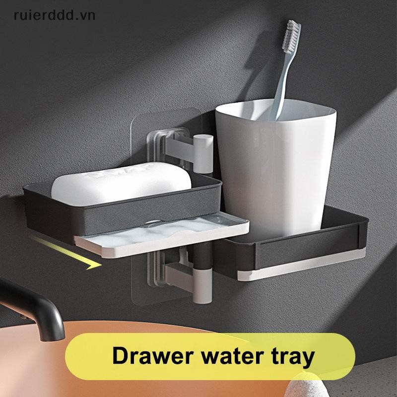 # ruierdd # Đĩa đựng xà phòng cốc hút nhiều lớp có nước thoát nước Hộp đựng xà phòng phòng phòng tắm tiết kiệm không gian di động để đựng hộp đựng bát đĩa.