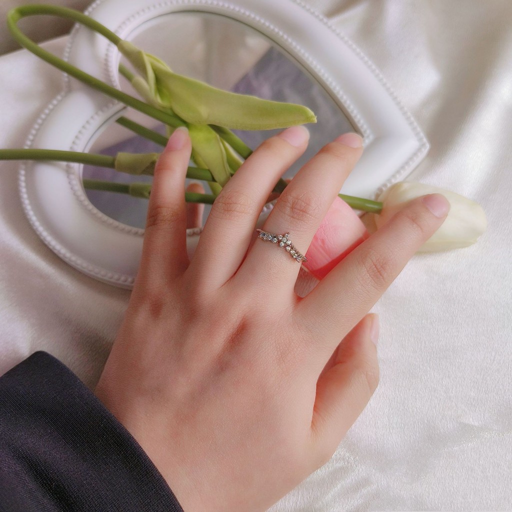 Nhẫn Vương Miện Đính Đá Zircon Phong Cách Hàn Quốc INS Xu Hướng Dành Cho Phụ Nữ Thời Trang Thanh Lịch Sang Trọng Nhẹ Nhàng Thiết Kế Cao Cấp Mở
