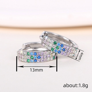 S925 Bạc Nhiều Màu Sắc Zircon Nhẫn và Bông Tai Đơn Giản Trang Sức Thời Trang Quà Tặng Nữ