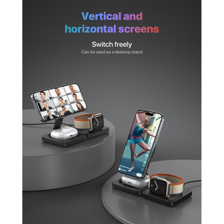 SHEREN Di Động 3in1 Sạc Không Dây Điện Thoại Di Động Đế Sạc Nhanh Thích Hợp Cho Apple Watch