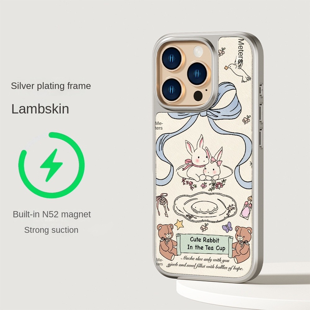 Ốp bảo vệ gấu thỏ toàn diện cho IPhone 16 Promax 15 Pro chống sốc 13 / 14