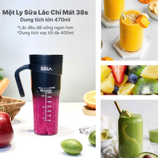 Máy Xay Sinh Tố Cầm Tay Mini SEKA – Xay Được Đá, Dung Tích 470ml,Công Suất 150W Pin 4000mAh, Lưỡi SUS304