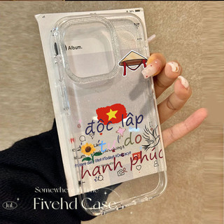 Ốp điện thoại lấp lánh trong suốt cờ Việt Nam cho iPhone 11 16 16E 15 14 13 12 Pro Xs Max XR X 7 8 Plus SE Ốp điện thoại TPU mềm Ốp lưng bảo vệ chống rơi