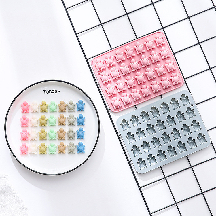 Bộ khuôn silicon hình rùa 28 khoang dành cho dụng cụ làm bánh kẹo mềm Khuôn sô cô la nhựa