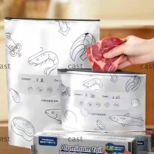 CAST 10 Cái / túi Túi Đứng Tủ Đông, Túi Đựng Thực Phẩm An Toàn Tủ Đông Chống Rò Rỉ, Túi Đựng Nhà Bếp Lá Nhôm Tươi Có Thể Tái Sử Dụng