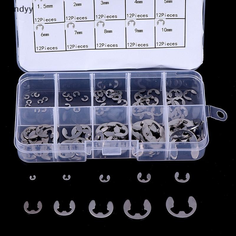 NDY 120 Cái / hộp Thép không gỉ 304 E-Clip Giữ Vòng Tròn Bộ M1.5 ~ M10 N