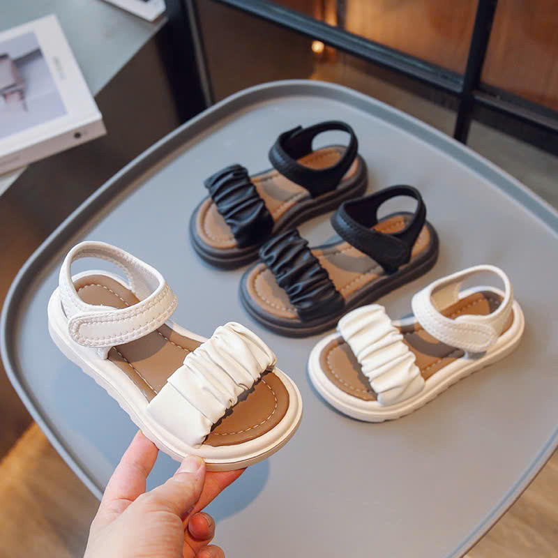 ( hàng sẵn ) sandal bé gái dép quai hậu cho bé quai nhún xinh xắn êm chân QCCC full hộp trắng cho bé từ 3 tuổi NHUN115