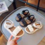 sandal bé gái dép quai hậu cho bé quai nhún xinh xắn êm chân QCCC full hộp trắng cho bé từ 3 tuổi NHUN115