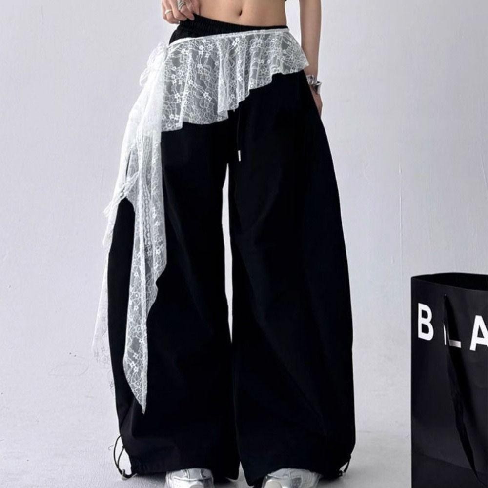 BAMBOOB Ren Xù Váy, Váy Mini ren xuyên thấu không đều, Váy xếp ly cạp cao thêu hoa Harajuku
