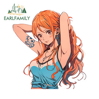 EARLFAMILY One Piece Nami Nhãn Dán Xe Đẩy Sáng Tạo Tủ Lạnh Laptop Campervan 3D Decal Ngộ nghĩnh Thời Trang Chống Thấm Nước Phụ Kiện Xe Hơi Graffiti